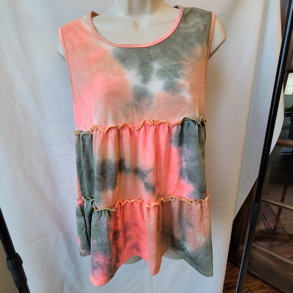 NWOT Women's Perfect Peach Baby Doll Tie Dye Tank Top
